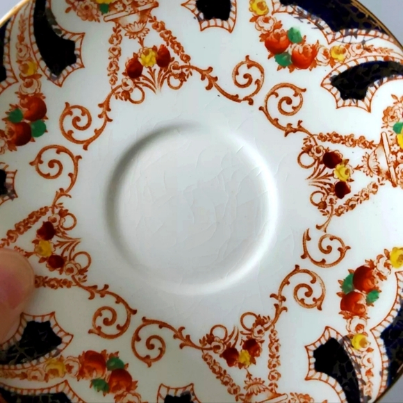 Myott Sons & Co Tea Cup and Saucer The Regal Rare Estate Vintage Detailed Orange - Picture 3 of 8